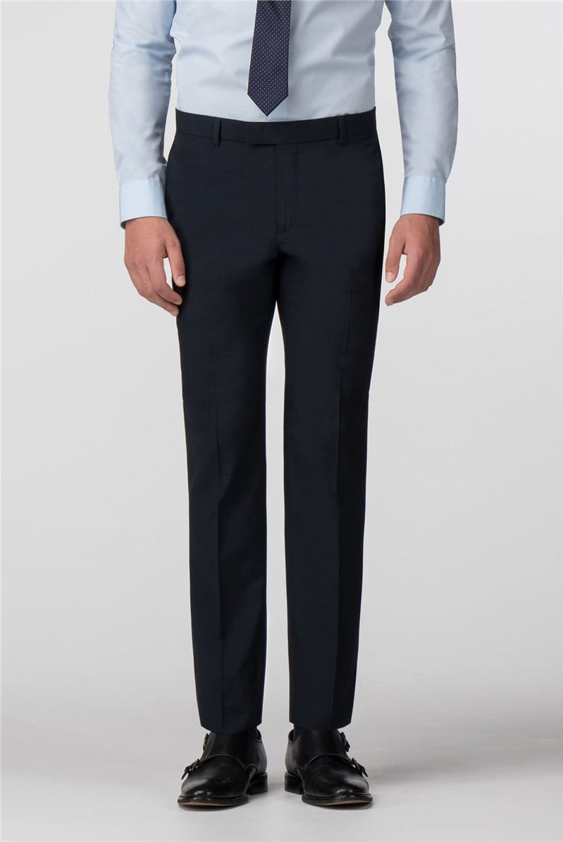 Plain Navy Panama Slim Fit Trousers