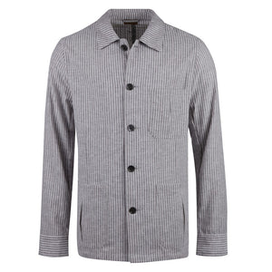 Grey Striped Cotton/Linen Utility Shacket