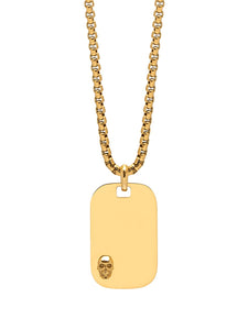 Atticus Skull ID Tag Necklace in Gold