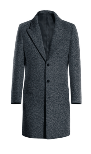 Blue Long Peak Lapel Overcoat