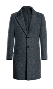 Blue Long Peak Lapel Overcoat
