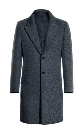 Blue Long Peak Lapel Overcoat