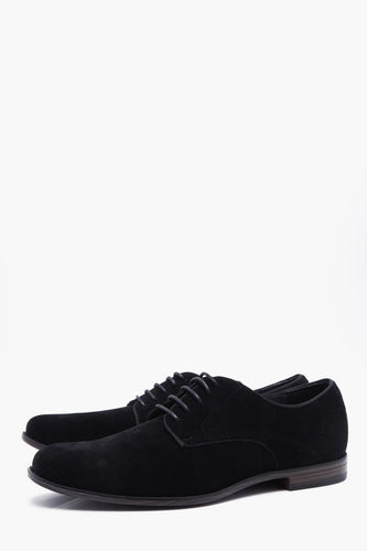 BLACK FAUX SUEDE DERBY
