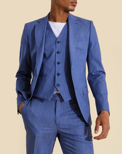 SKINNY SINGLE BREASTED SUIT JACKET BLUE