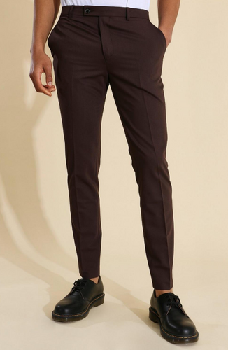 SKINNY BROWN SUIT TROUSER