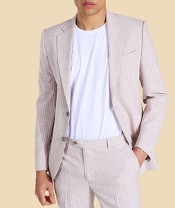 SINGLE BREASTED PINSTRIPE SKINNY SUIT JACKET