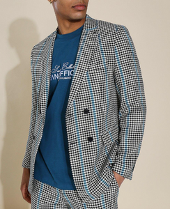 SKINNY BLACK DOGTOOTH DOUBLE BREASTED JACKET