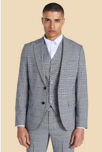 SINGLE BREASTED SLIM CHECK SUIT JACKET
