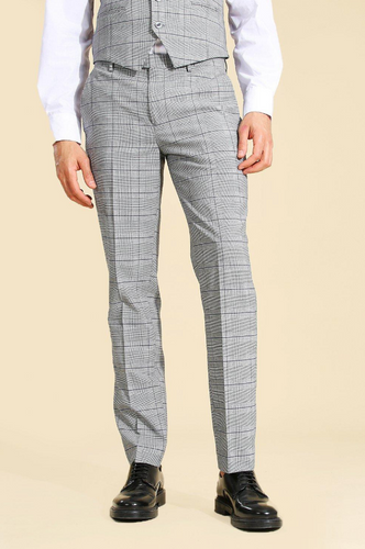 SLIM GREY CHECK SUIT TROUSER