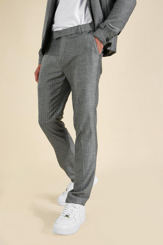 SKINNY FIT HERRINGBONE TROUSERS