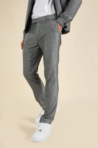 SKINNY FIT HERRINGBONE TROUSERS